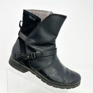 Teva Women's De La Vina Low Black Leather Waterproof Booties Size 10